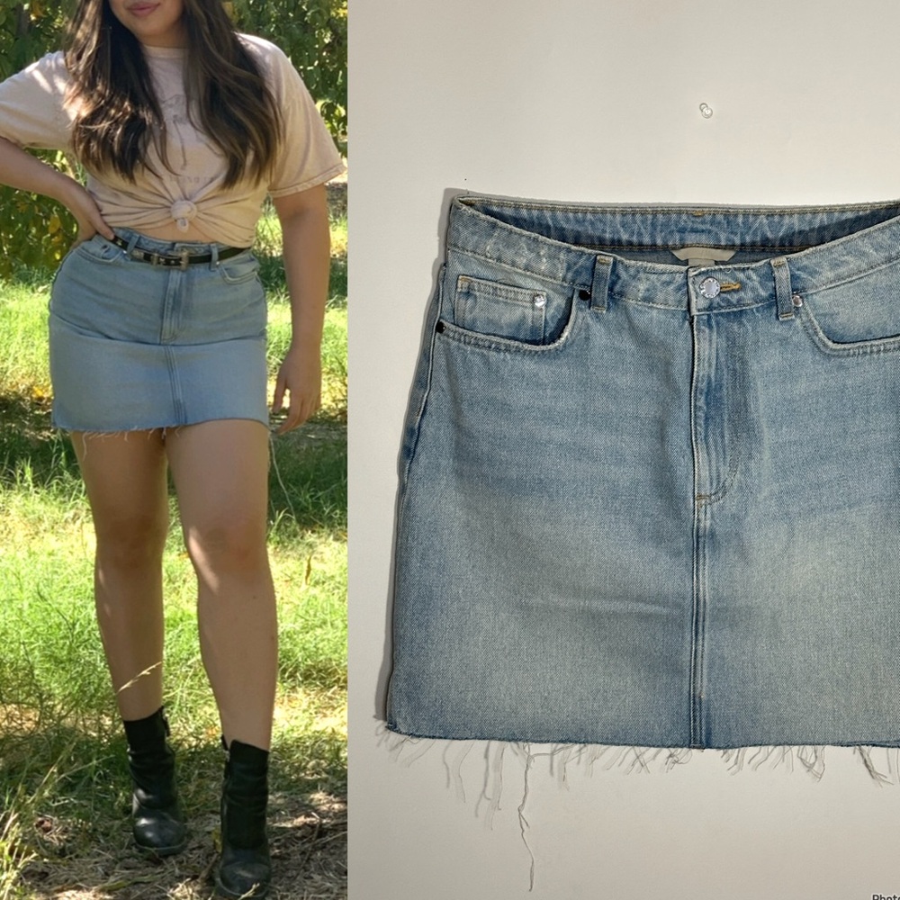 H&M - Light Wash Denim Skirt High Waisted